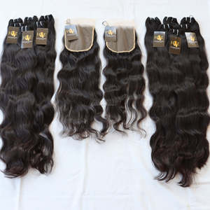 Faisceaux de cheveux humains naturels bruts avec fermetures frontales transparentes vison cuticule alignée 100% vendeurs de cheveux vierges bruts - Product Image 1