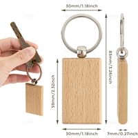 Vente en gros de supports vierges en bois pour gravure personnalisée, 5,9x3 cm, durables, écologiques, en forme de rectangle, pour porte-clés, étiquettes de clés et cadeaux DIY