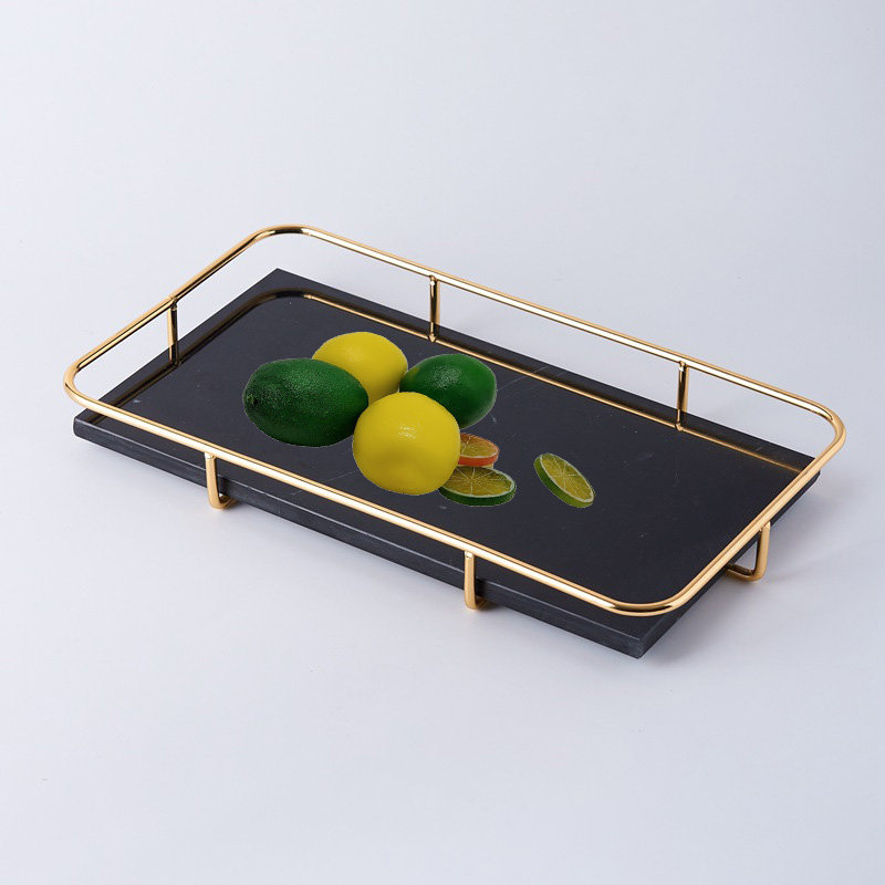 Украшение отеля мраморный органайзер для ювелирных изделий лоток черный мрамор Декор поднос сервировочный