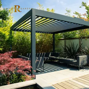 Sun gazebo rainproof automatic folded outdoor waterproof roof system pergola kits garden shed aluminum patio louver roof