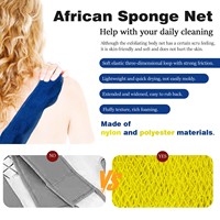 Éponge de douche africaine extensible en nylon long pour exfolier et lisser la peau, idéale pour un usage quotidien.