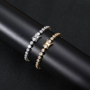 Pack Set Tennis <b>Bracelet</b> 3mm4mm5mm Single Row <b>Copper</b> Set Zirconium Hip-hop <b>Bracelet</b> Tanjing Fashion Lijing Necklace - Product Image 1