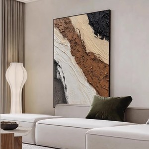 Handmade Oil Painting Modern Minimalist Abstract Landscape <b>Wrapped</b> Canvas Wall Art For Living Room Sofa Background Decor - Product Image 2