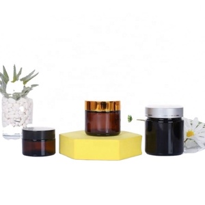 Luxury 10g 15g 20g 30g 50g 60g 100g Amber Eye Face Cream Jar Cosmetic Glass Jars with Gold Lid - Product Image 1