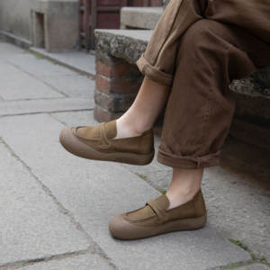 Mocassins pour femmes mocassins en cuir véritable pour femmes sans lacet avec logo de marque personnalisé chaussures bateau souples chaussures plates décontractées d'usine - Product Image 3