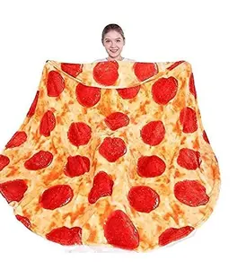 Customized Flannel Burito Blanket Wrap Circle Print Shape Double Sided Round Tortilla Adult Pizza Blanket