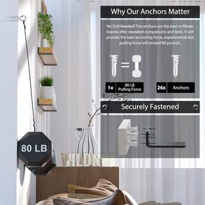 <span class=keywords><strong>Staffa</strong></span> a <span class=keywords><strong>mensola</strong></span> galleggiante da 6 pollici, staffe a L nascoste per impieghi gravosi, staffe a scaffale industriali rustiche fai da te <span class=keywords><strong>con</strong></span> ferro nero moderno - Product Image 5