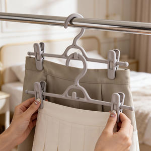 Cintre universel pour pantalons avec pinces antidérapantes pour pantalons, jupes, organisateur de rangement de garde-robe, cintre de type crochet pour vêtements - Product Image 1