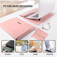 Étui pour ordinateur portable multifonctionnel 3-en-1 en cuir PU imperméable et antichoc avec logo personnalisé, support et repose-poignet pour MacBook moderne