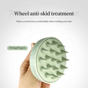 Brosse de massage pour cheveux en paille de blé avec logo personnalisé, brosse pour le soin du cuir chevelu avec brosse à cheveux en silicone souple - Product Image 6