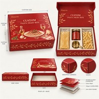 Boîte à pâtes personnalisée avec logo, base et couvercle rigides, emballage pour soirée pâtes, carton cadeau laminé brillant