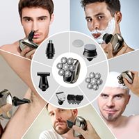 Kit de toilettage électrique 6-en-1 : Rasoir, tondeuse, tondeuse corporelle, brosse nasale, masseur, étanche IPX6, USB, kit de coupe personnalisé