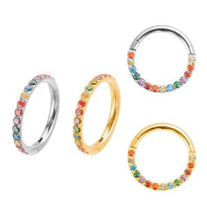 Piercing in Titanio <span class=keywords><strong>per</strong></span> Naso da Donna, Anelli con Zirconi Arcobaleno, Orecchini <span class=keywords><strong>Helix</strong></span>, <span class=keywords><strong>Anello</strong></span> Clicker <span class=keywords><strong>per</strong></span> Septum, Nuovi Gioielli <span class=keywords><strong>per</strong></span> Piercing - Product Image 1