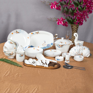 12 piezas de muestra disponibles Morden Luxury Kitchen Bone China Vajilla On-glaseado Bone China 52 PCs Dinner Set Pakistán - Product Image 4