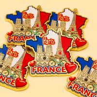 Imanes de nevera de recuerdos turísticos de París creativos al por mayor imanes de nevera artesanales de metal 3D personalizados