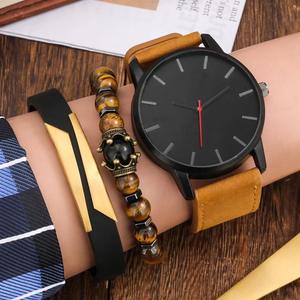 Montres de mode pour hommes Quartz <span class=keywords><strong>Bracelet</strong></span> en <span class=keywords><strong>cuir</strong></span> Simple 44mm Cadran <span class=keywords><strong>Bracelet</strong></span> 3pcs Ensemble <span class=keywords><strong>Montre</strong></span> Accessoires pour hommes Acheter en vrac - Product Image 4