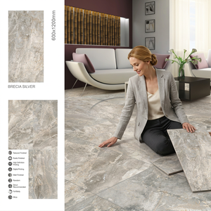 Brecia Silver Ceramic Porcelain Tiles 60x120cm Luxury Marble Flooring for Hotels Hospitals - Product Image 5