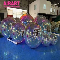 Boule miroir holographique gonflable colorée, sphère réfléchissante brillante hermétique avec logo personnalisé pour spectacle de carnaval et de festival
