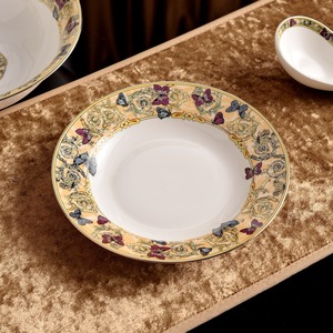 Meilleure vente 58 pièces Vaisselle en porcelaine osseuse papillon doré style occidental, Assiettes de luxe - Product Image 3