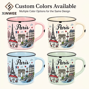 Mug à café en céramique souvenir de <span class=keywords><strong>Paris</strong></span>, France, motif tour de dessin animé mignon, design de créateur pour vaisselle en grès, personnalisable OEM ODM, vente en gros - Product Image 2