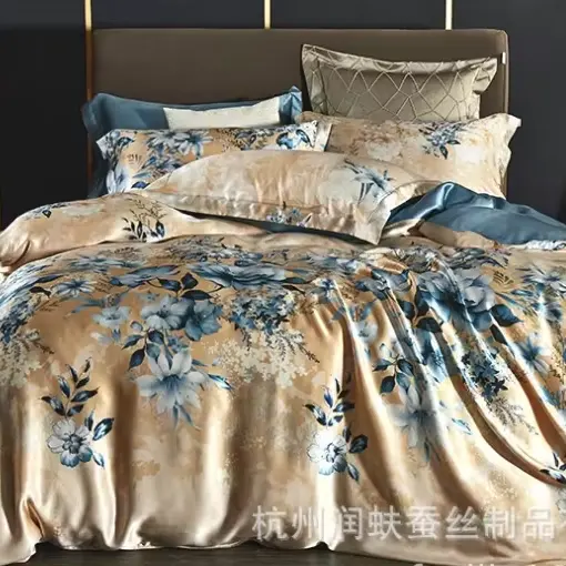 China Factory Directly 100% Silk 16.5ミリメートルSeamless 4個Wedding Luxury Bedding Set