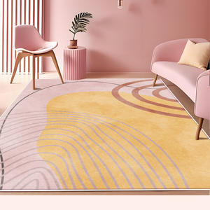 Tapis rectangulaire abstrait nordique en imitation cachemire, antidérapant, pour salon et chambre, design rose, gris, or, décoration intérieure - Product Image 5