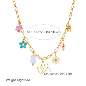 Gold Plated Daisy Flower Double Heart Pendant Necklace For Women Daily Wear Gift Charm Jewelry N4256 - Product Image 4