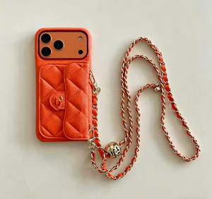 Étui de luxe en <span class=keywords><strong>cuir</strong></span> style caviar multicolore pour téléphone portable avec chaîne réglable et logo pour iPhone 17/16/13 Pro <span class=keywords><strong>Max</strong></span> - Product Image 5