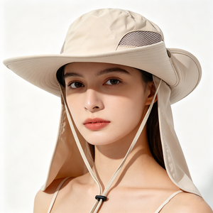 Chapeau de pêche, safari et randonnée unisexe UPF50+ avec protection UV, visière large, filet respirant, rabat de cou et sangle mentonnière, idéal pour les activités sportives décontractées en extérieur - Product Image 1
