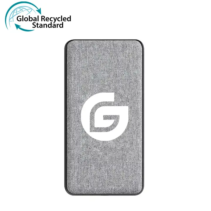 GLOBAL RECYCLÉ STANDARD 4.0 promotion cadeau d'entreprise RPET rechargeable charge led logo ultra mince mini batterie externe portable ch