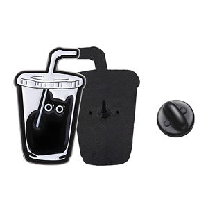 귀여운 고양이 하드 에나멜 핀 맞춤 디자인 금속 공예품 아연 합금 종이 카드 염색 블랙 배지 라펠 핀 - Product Image 4