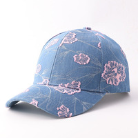 Casquette de baseball en jean avec patch fleur rose, protection solaire extérieure, visière incurvée, style décontracté et tendance