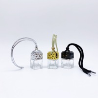 Mini flacon diffuseur de parfum suspendu pour voiture, en verre carré vide de 6 ml, avec bouchon à vis et impression sérigraphiée