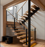 CBMMart Villa Hotel Chine Escalier en bois de chêne massif Design Escalier classique moderne avec lumière LED