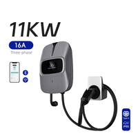 Nouvelle borne de recharge murale EVSE 11 kW 16A triphasée avec câble Type 2, contrôle intelligent de la température, protection IP54, RFID + démarrage automatique, recharge à domicile