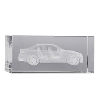 Yuzhou haute qualité décoration de la maison K9 verre logo personnalisé 3d voiture laser gravé cube de cristal