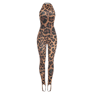 Viviblook J26ST077 Women Casual <b>Set</b> New Leopard Print Slim Fit Bodysuit Pants Two Piece Pants <b>Set</b> for Ladies - Product Image 5