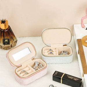 Mini Jewelry Box Private Label Travel Portable Ring <b>Earring</b> Jewelry Velvet Storage Organizer Box Jewelry Storage <b>Case</b> Bag - Product Image 3