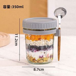 Frascos de Vidrio Portátiles de 16 oz para Desayuno, Frascos de Plástico para Avena Nocturna con Tapas y Cucharas Reutilizables - Product Image 5