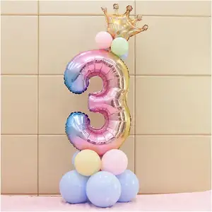 JYAO Gradient Colorful Big Size Number Foil Helium Balloons Birthday Party Celebration Decoration