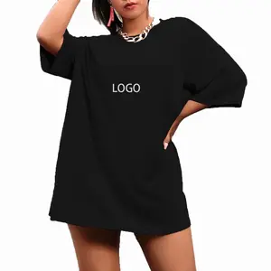 Label Private Custom ize Damen bekleidung Gedrucktes Logo O-Ausschnitt Atmungsaktive Frauen Loose Overs ized Printing Blank T-Shirt