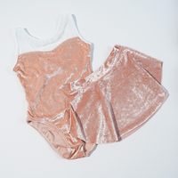 Nouveautés en gros justaucorps de gymnastique de bonne qualité en velours sans manches pour filles en string pour enfants avec jupe