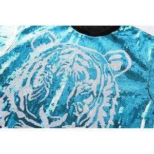 Karikatür mektup özel kadınlar şerit Metal seksi pullu artı boyutu <span class=keywords><strong>T</strong></span> <span class=keywords><strong>Shirt</strong></span> elbiseler kadınlar için parti kaplan tasarım 3 renkler - Product Image 4