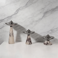 STONEKOCC Brûleur d'encens de luxe en marbre Calacatta Viola violet, Mabkhara arabe traditionnelle, Porte-Bakhoor, Parfum d'ambiance pour la maison