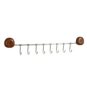 Solid Wood Suction Cup <b>Hooks</b> Stainless Steel Rack Wall Mounted Punch Free <b>Kitchen</b> Storage - Product Image 2