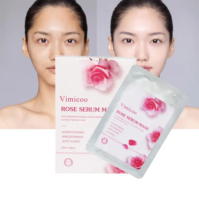 2024 Private Label Cosmetische Organische Huidverzorging Anti-Aging Verhelderende Hydraterende Gezichtsvel Masker Rose Serum Masker