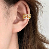 Anting-anting Cuff Zirkonia Kubik Bunga Tanpa Tindik, Anting-anting Jepit Terbuka, Anting-anting Cuff Bunga CZ untuk Wanita, Perhiasan Pesta
