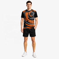 Kaos Pria Lengan Pendek Rajutan Khusus Poliester Sporty Swirl Grafis Cetak Digital 3D All Print Bernapas Cepat Kering