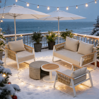 Conjunto de Muebles de Patio Modernos de Aluminio Blanco Impermeable para Sala de Estar, Hotel, Villa, Patio, Casa de Campo, Apartamento, Balcón, Exterior