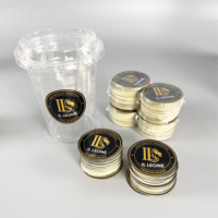 Calcomanía para Vasos de Plástico con Diseño de Emblema, Resistente al Agua, Brillante, Personalizada, con Logotipo de León Negro y Dorado, Pegatinas Holográficas Circulares para Vasos